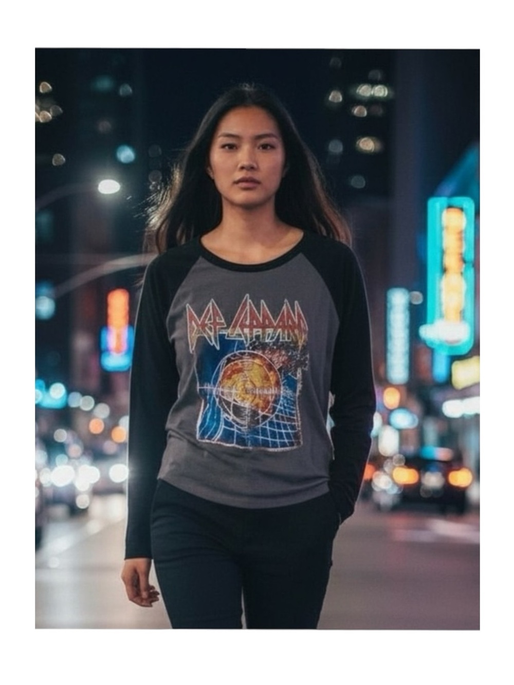 new Daydreamer 𓇽 Def Leppard Pyromania Raglan Rock Band Tee Shirt 𓇽 Graphite S - Picture 12 of 16